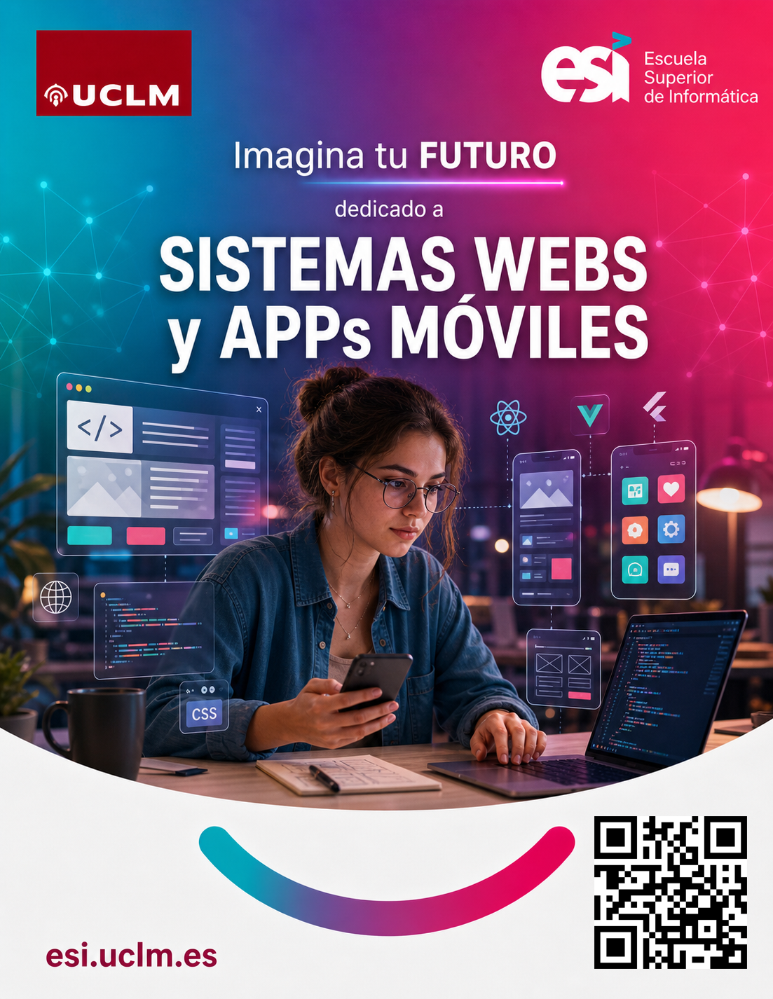 Tarjeta promocional de Sistemas Web y Apps Móviles de la ESI