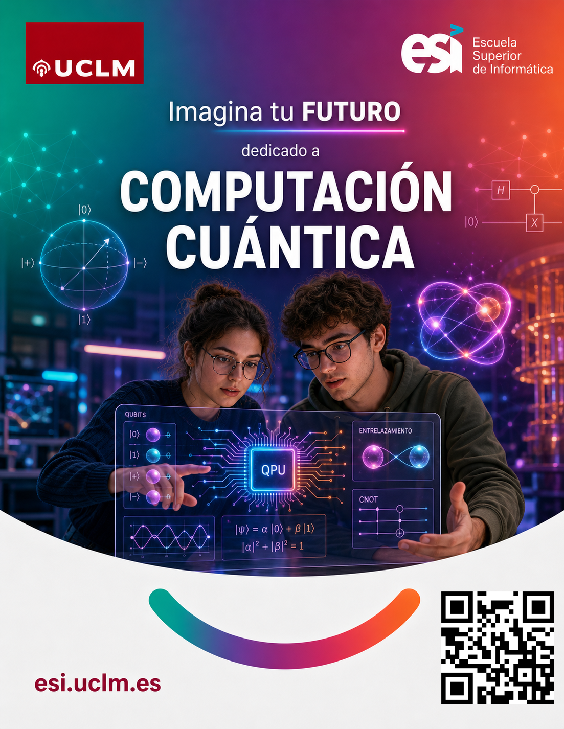 Tarjeta promocional de Computación Cuántica de la ESI