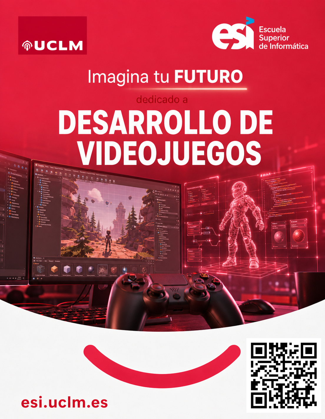 Tarjeta promocional de Desarrollo de Videojuegos de la ESI
