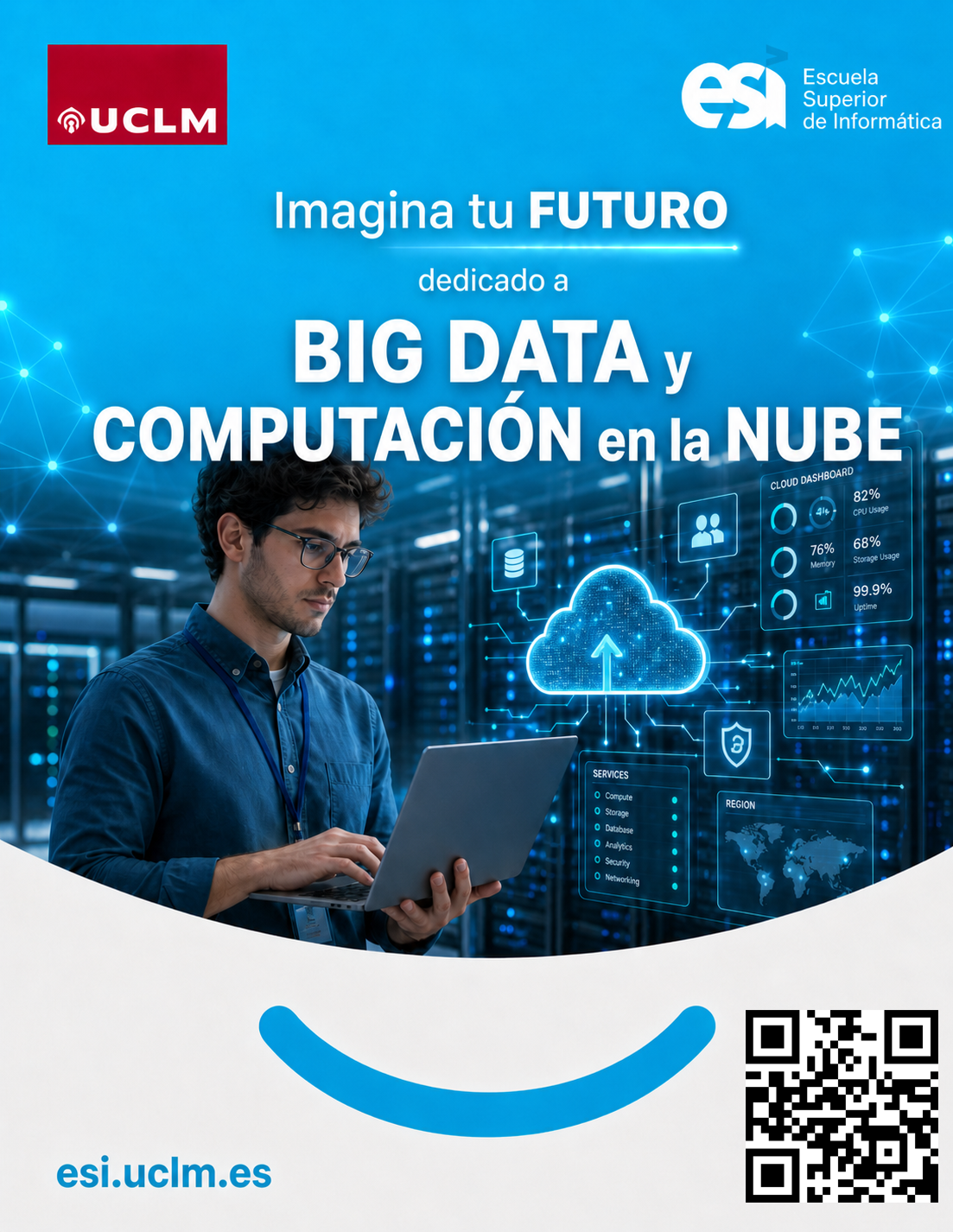 Tarjeta promocional de Big Data, Computación en la Nube e Infraestructuras de la ESI