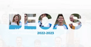 Palabra BECAS con estudiantes de fondo, esi uclm