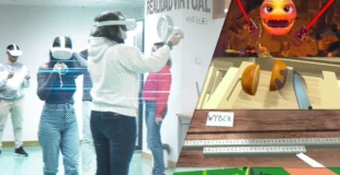 Estudiantes de la Escuela Superior de Informática con las gafas de realidad virtual oculus quest 2