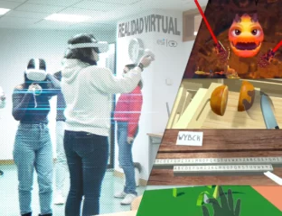 Schüler der Hochschule für Informatik mit der Virtual-Reality-Brille oculus quest 2
