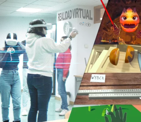 Estudiantes de la Escuela Superior de Informática con las gafas de realidad virtual oculus quest 2