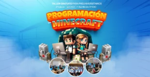 Taller de minecraft educativo segunda edición, chico y chica programando al estilo minecraft