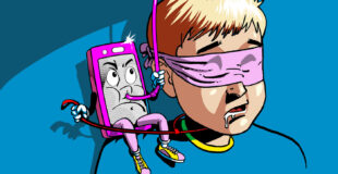 Movil absorbiendo el cerebro de una persona