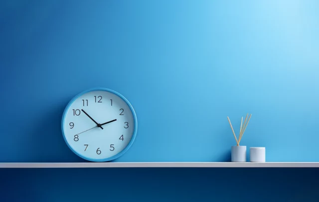 reloj y adorno azul