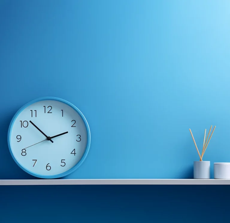 reloj y adorno azul