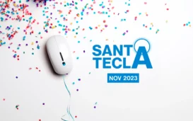 滑鼠、五彩紙屑和文字：Santa Tecla 2023