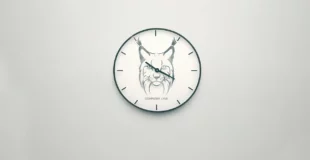 lince ibérico, mascota lynx de la esi sobre un reloj