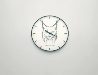 Iberian lynx, mascot lynx of the esi on a clock