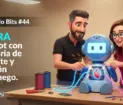 Ramón Hervas y Laura Villa manipulando un robot