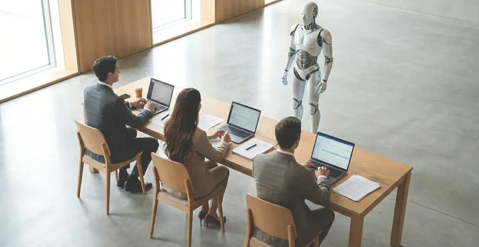 tribunal de humanos frente a humanoide artificial