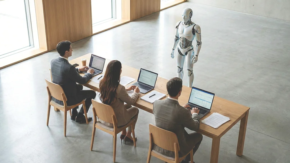 tribunal de humanos frente a humanoide artificial