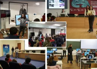 Mosaico de actividades con científicas