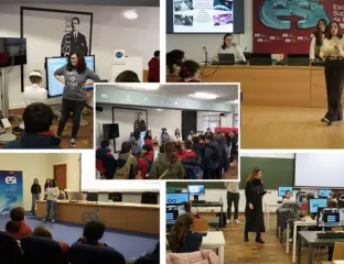 Mosaico de actividades con científicas