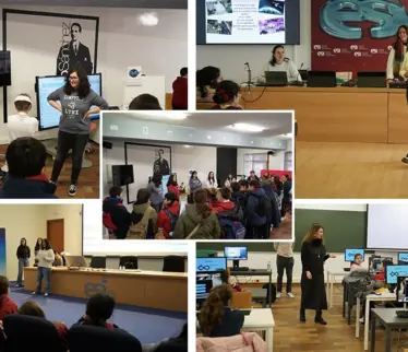 Mosaico de actividades con científicas