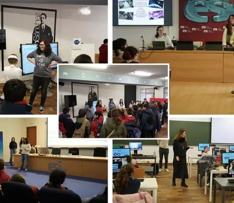 Mosaico de actividades con científicas