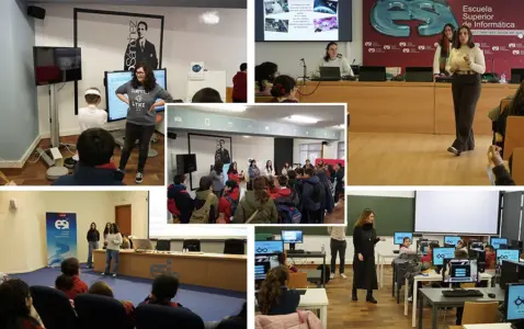 Mosaico de actividades con científicas