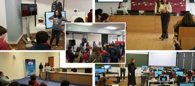 Mosaico de actividades con científicas