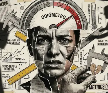 mujer con cara de odio y sistemas de medida