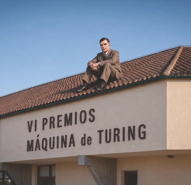 Alan turing sobre el tejado de la esi