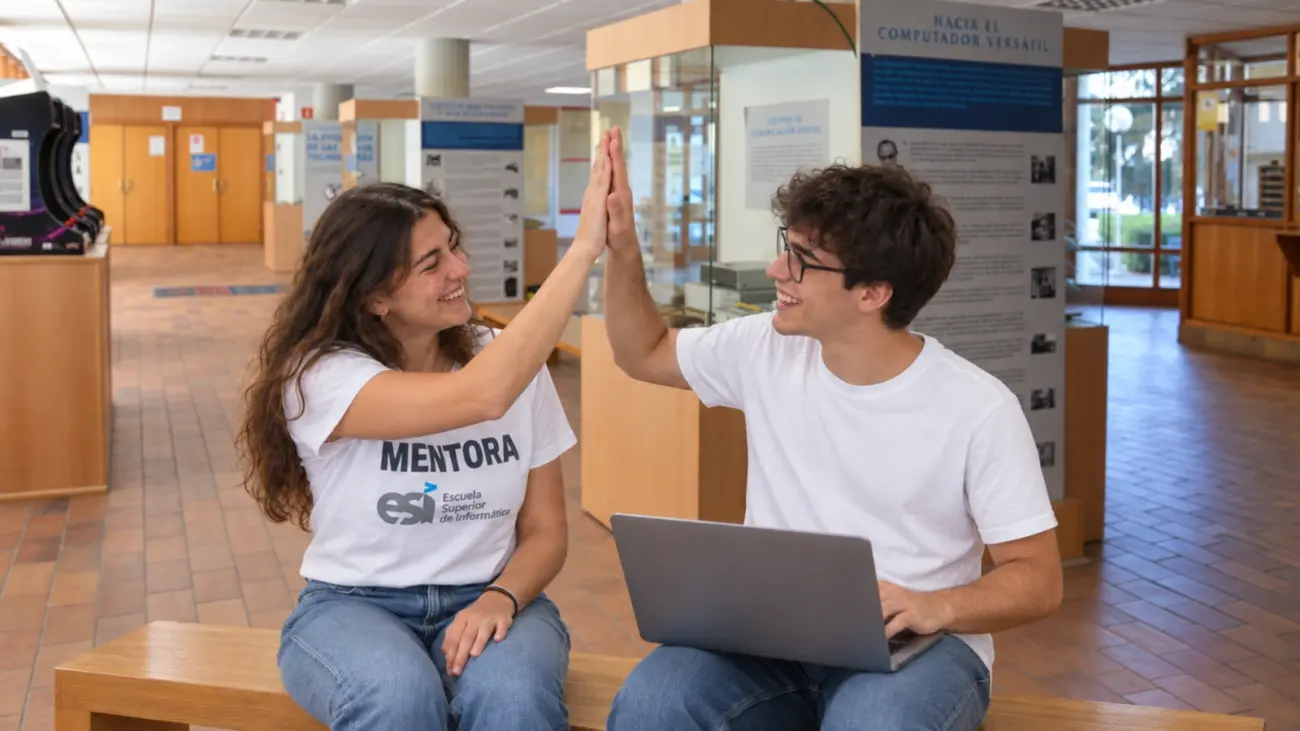Estudiantes de la esi en el hall
