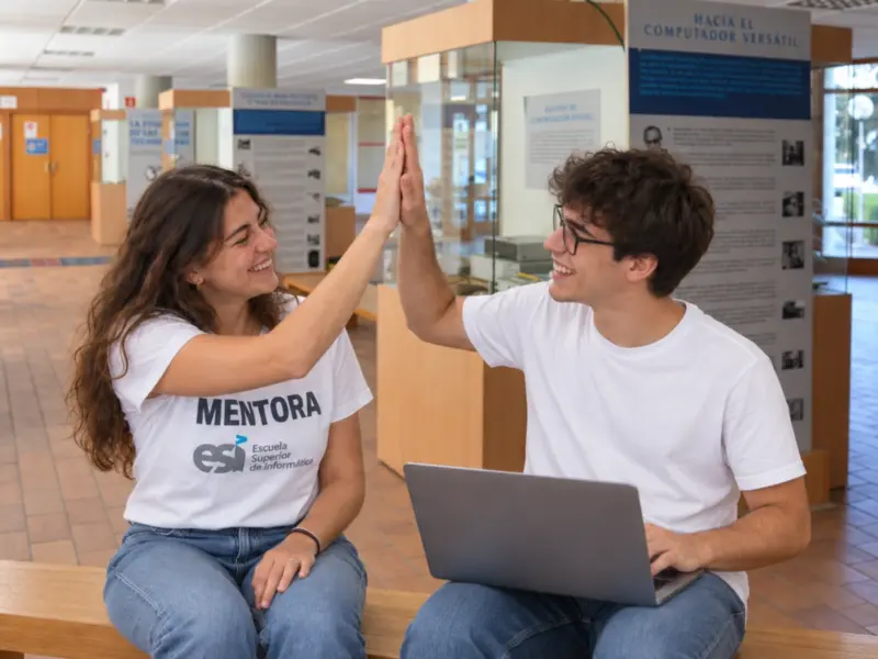 Estudiantes de la esi en el hall